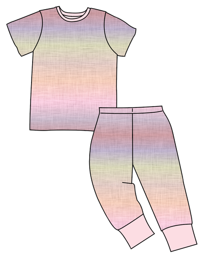 Pastel Ombre Linen Basic Loungewear Set
