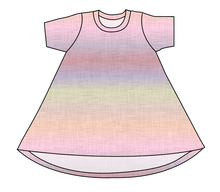 Load image into Gallery viewer, Pastel Ombre Linen Basic T-Shirt Dress