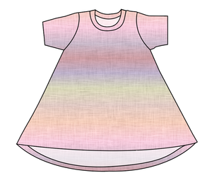 Pastel Ombre Linen Basic T-Shirt Dress