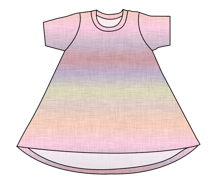 Pastel Ombre Linen Basic T-Shirt Dress