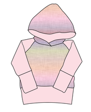 Load image into Gallery viewer, Pastel Ombre Linen Grow With Me Hoodie (or Crewneck)