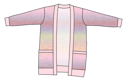 Pastel Ombre Linen Ladies' Grandpa Cardigan
