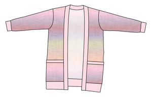 Pastel Ombre Linen Ladies' Grandpa Cardigan