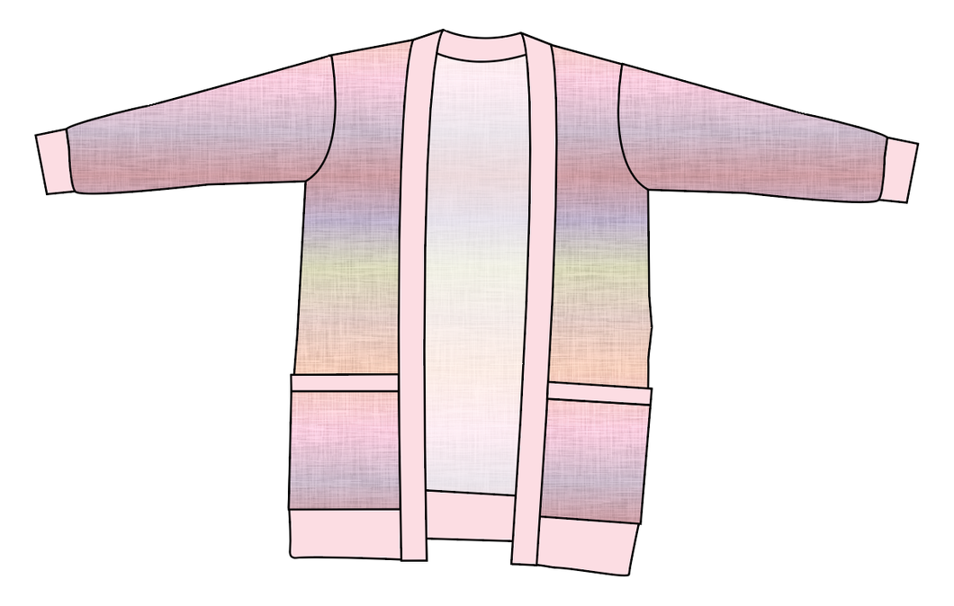 Pastel Ombre Linen Ladies' Grandpa Cardigan