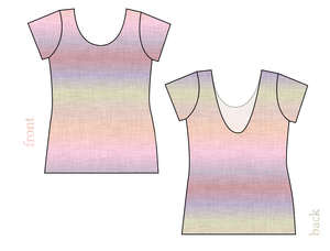 Pastel Ombre Linen Ladies' Low Back Ballerina Tee