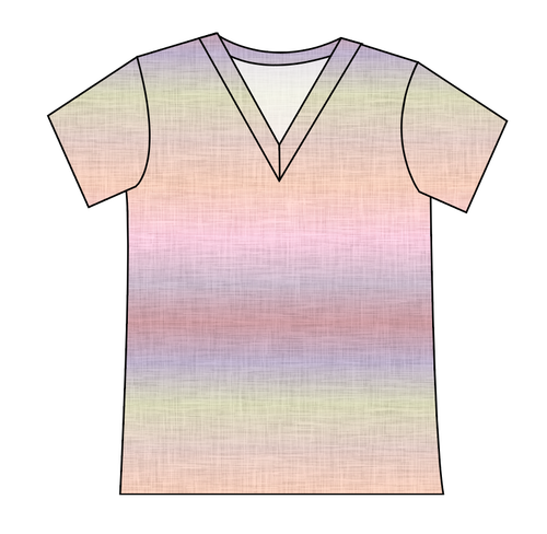 Pastel Ombre Linen Ladies' Slouchy V-Neck Tee