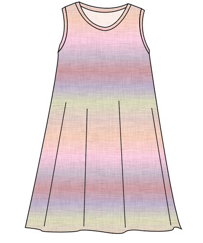 Pastel Ombre Linen Ladies' Swing Dress
