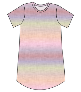 Pastel Ombre Linen Ladies' T-Shirt Dress