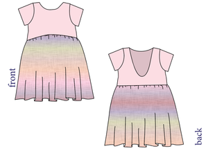Pastel Ombre Linen Low Back Dress