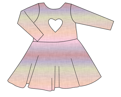 Pastel Ombre Linen Molly Heart Back Twirly Dress