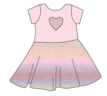 Load image into Gallery viewer, Pastel Ombre Linen Molly Heart Back Twirly Dress