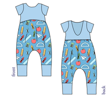 Load image into Gallery viewer, Rad School Supplies Low Back Romper and Bubble Romper