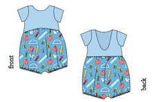 Load image into Gallery viewer, Rad School Supplies Low Back Romper and Bubble Romper