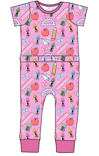 Cupcake School Supplies Bennett Pants and Shorts Length T-Shirt Romper