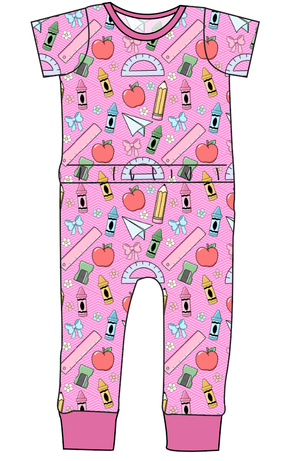 Cupcake School Supplies Bennett Pants and Shorts Length T-Shirt Romper