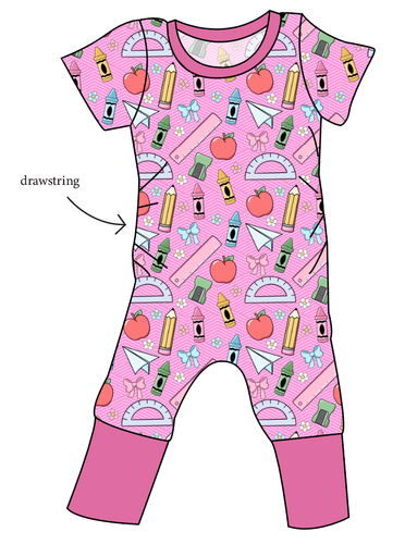 Cupcake School Supplies Grow With Me Pants And Shorts Romper