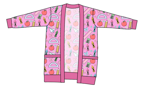 Cupcake School Supplies Kids Grandpa Cardigan