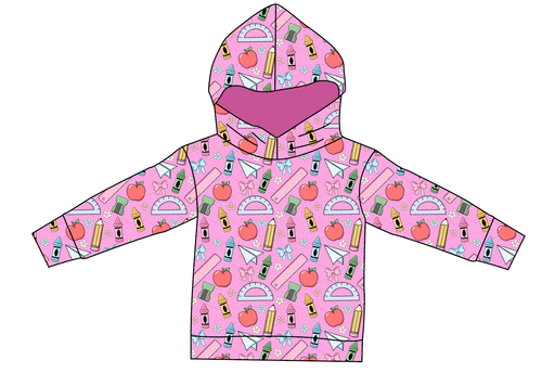 Cupcake School Supplies Ladies Oversized Hoodie