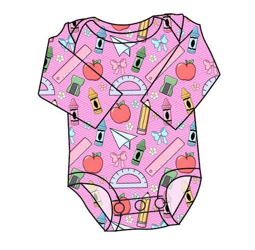 Cupcake School Supplies Lap Neck Bodysuit
