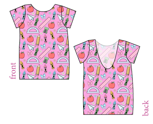 Cupcake School Supplies Low Back Ballerina Tee