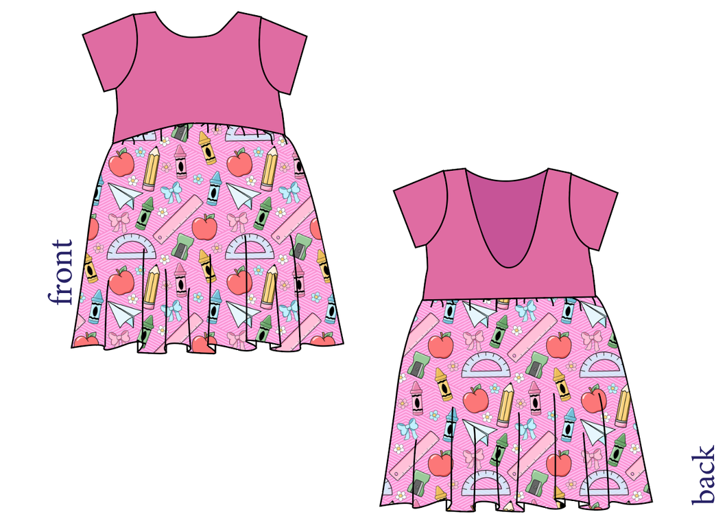 Cupcake School Supplies Low Back Dress
