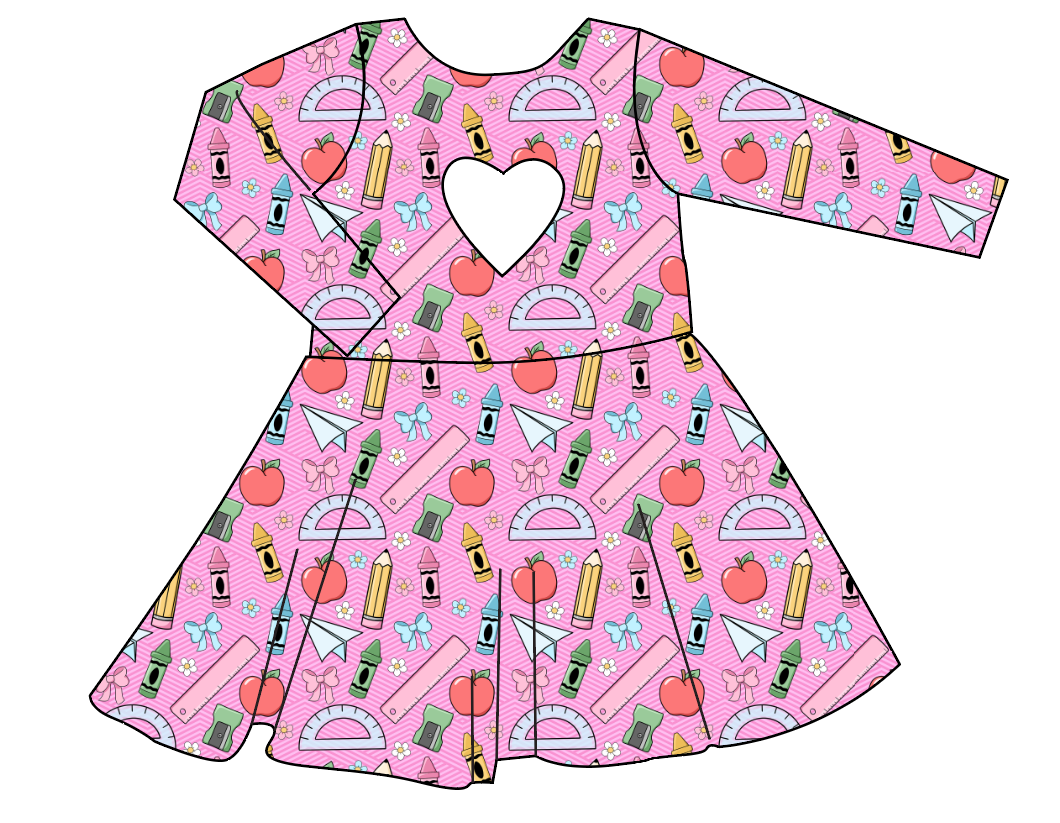 Cupcake School Supplies Molly Heart Back Twirly Dress