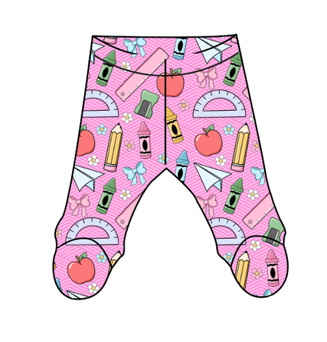 Cupcake School Supplies Newborn Footed Pants