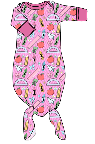 Cupcake School Supplies Newborn Knotted Gown