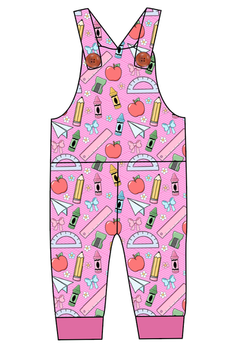 Cupcake School Supplies Overalls and Shortalls