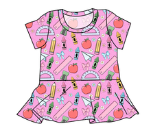 Load image into Gallery viewer, Cupcake School Supplies Peplum Top
