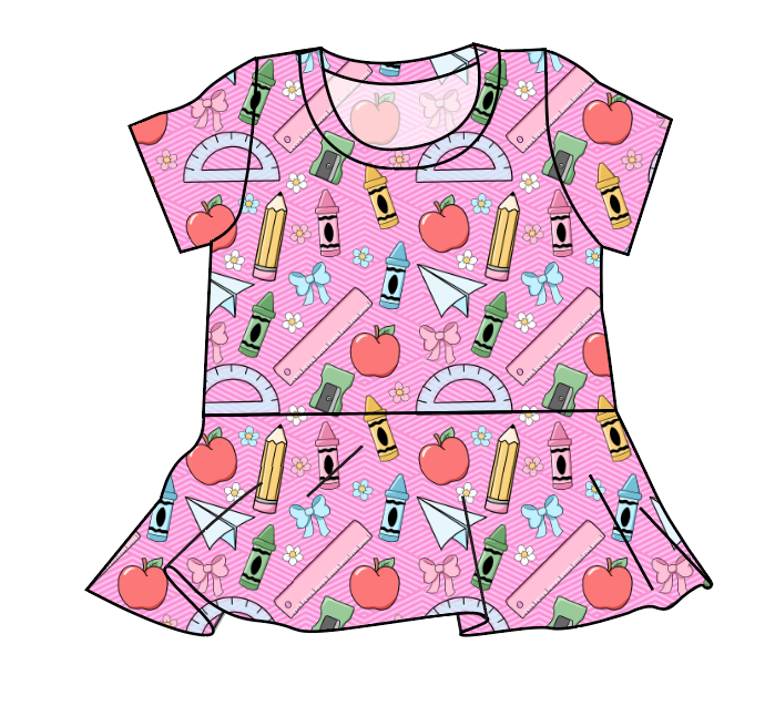 Cupcake School Supplies Peplum Top