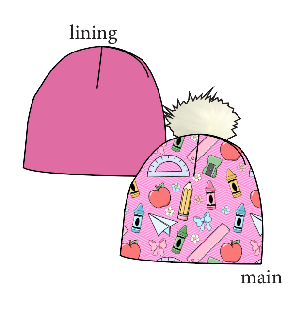 Cupcake School Supplies Slouchy Beanie (Reversible!)