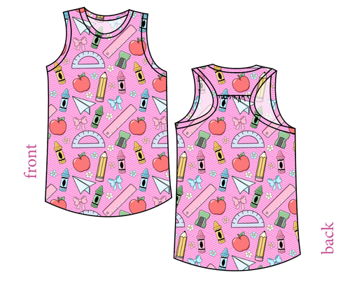 Cupcake School Supplies Summer Tank