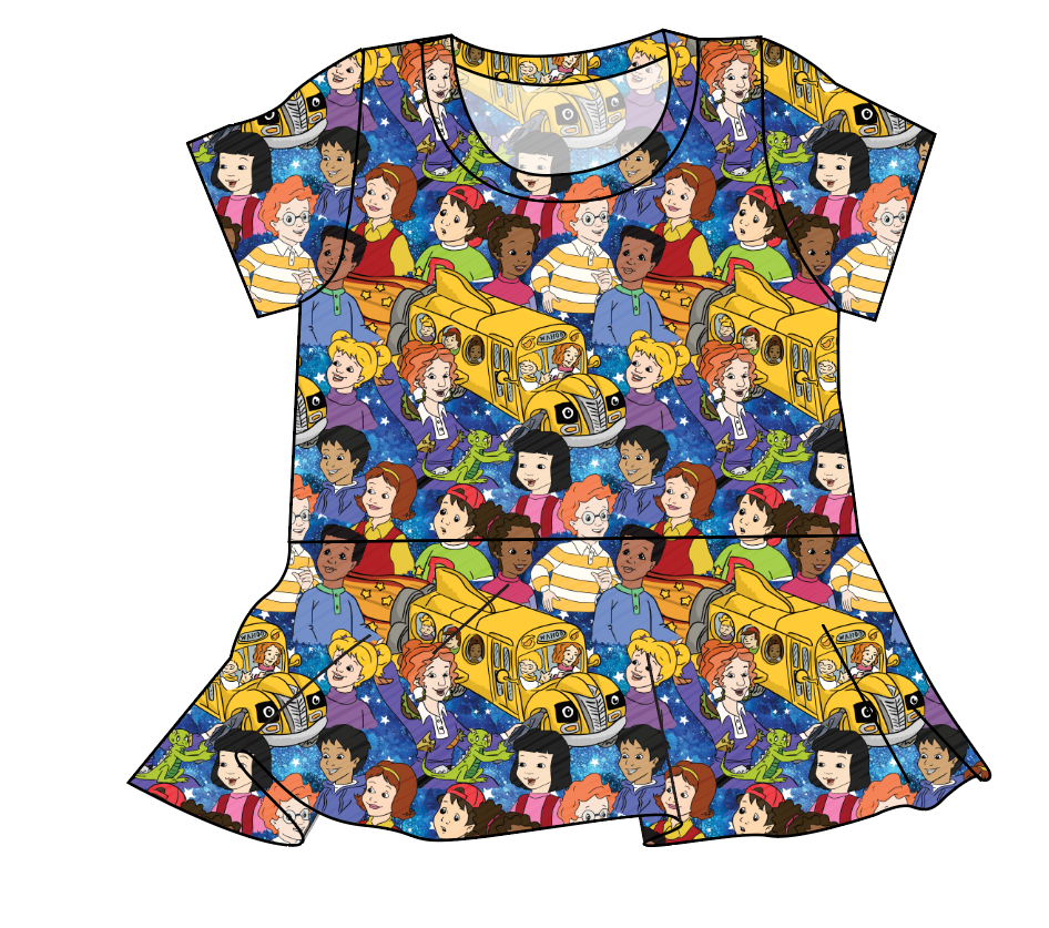 School Bus Adventures Ladies' Peplum Top