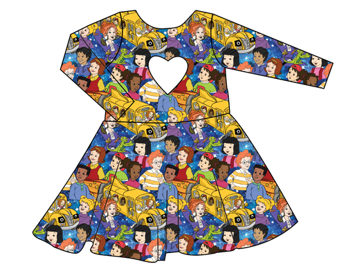 School Bus Adventures Molly Heart Back Twirly Dress