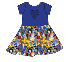 Load image into Gallery viewer, School Bus Adventures Molly Heart Back Twirly Dress