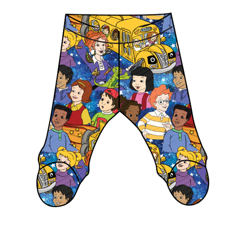 School Bus Adventures Newborn Footed Pants