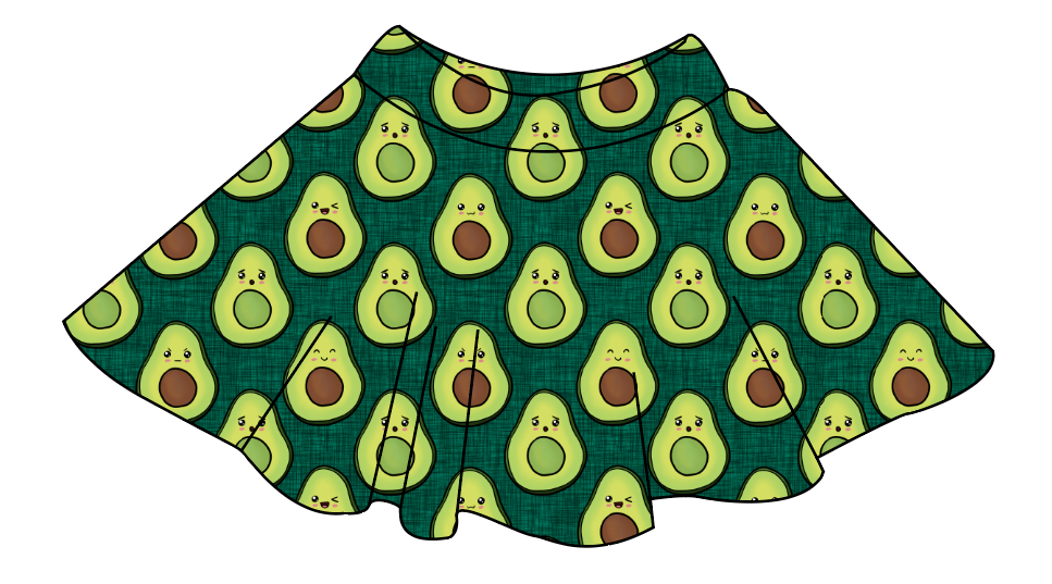 Adorable Avocados Ladies' Circle Skirt