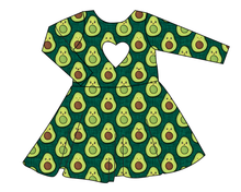 Load image into Gallery viewer, Adorable Avocados Molly Heart Back Twirly Dress