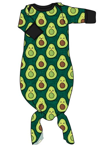 Adorable Avocados Newborn Knotted Gown