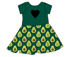 Load image into Gallery viewer, Adorable Avocados Molly Heart Back Twirly Dress