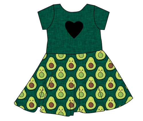 Adorable Avocados Molly Heart Back Twirly Dress