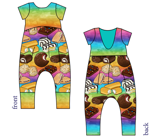 Snack Cakes Low Back Romper and Bubble Romper