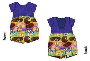 Snack Cakes Low Back Romper and Bubble Romper
