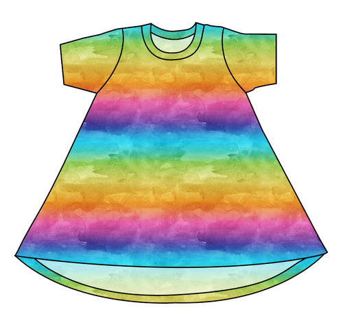 Neon Watercolour Basic T-Shirt Dress