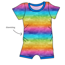 Load image into Gallery viewer, Neon Watercolour Grow With Me Pants And Shorts Romper