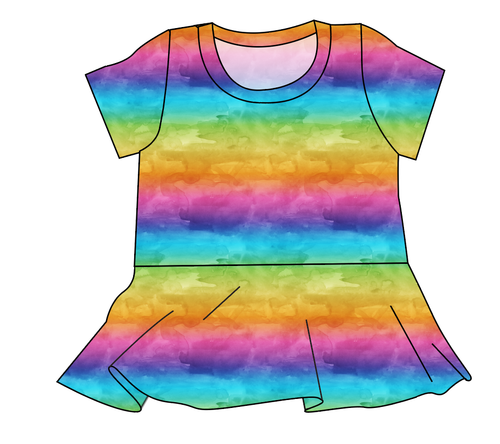 Neon Watercolour Ladies' Peplum Top