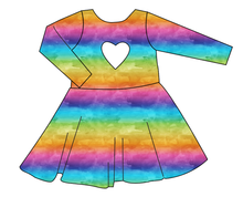 Load image into Gallery viewer, Neon Watercolour Molly Heart Back Twirly Dress