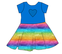 Load image into Gallery viewer, Neon Watercolour Molly Heart Back Twirly Dress