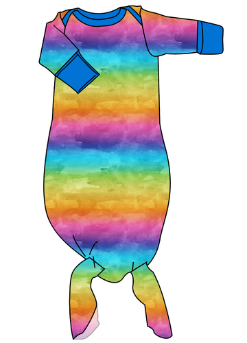Neon Watercolour Newborn Knotted Gown